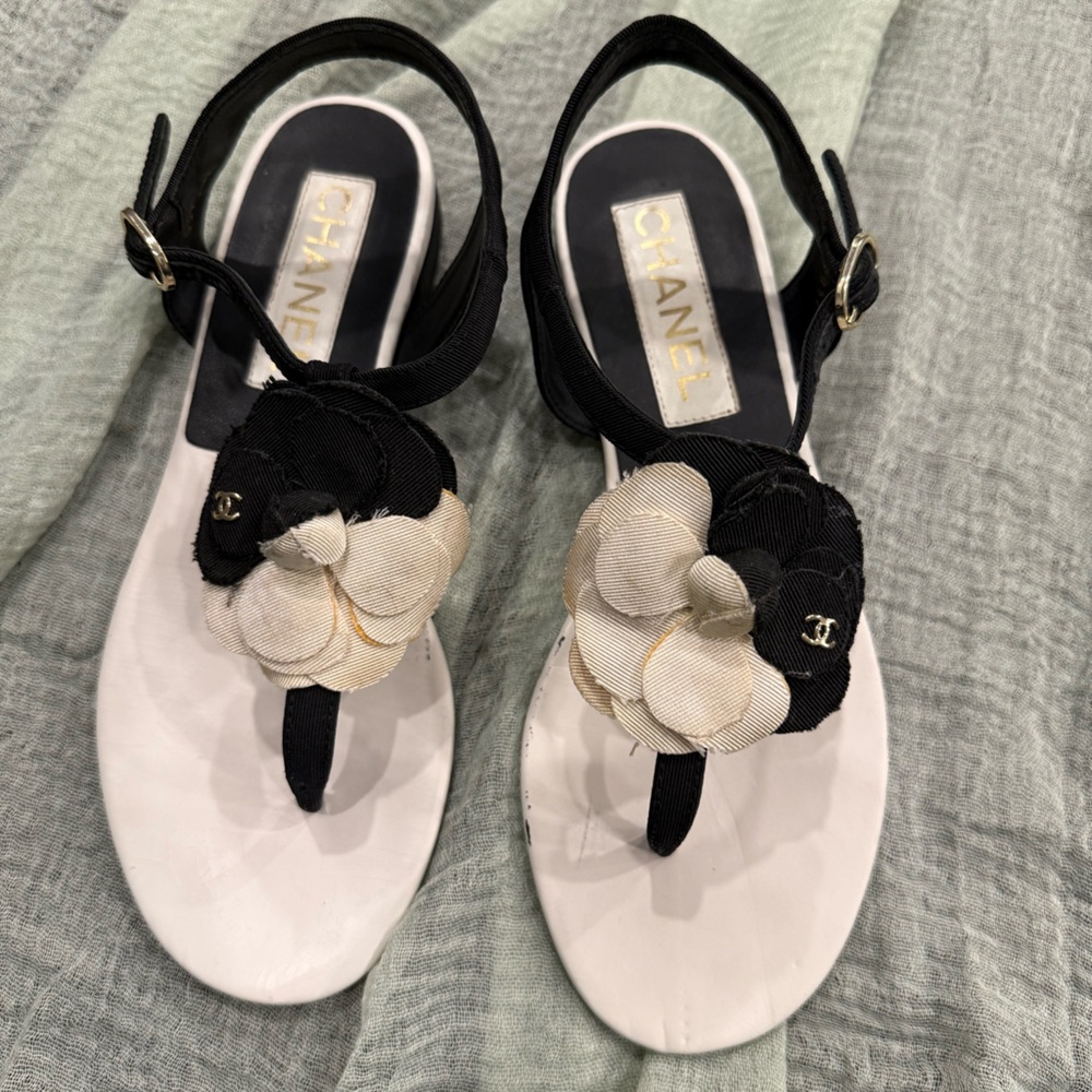 Chanel Camellia Thong Sandals